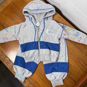 Donmoor Vintage Excellence 12 MOS Baby Set, Gray and Blue, Robot